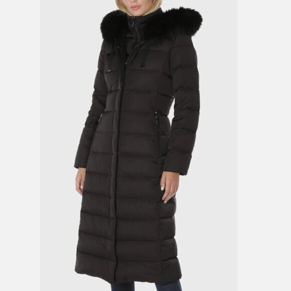 Tahari Nellie Long Coat – Black, Size S – Insulated with Removable Faux Fur Trim - Picture 12 of 12